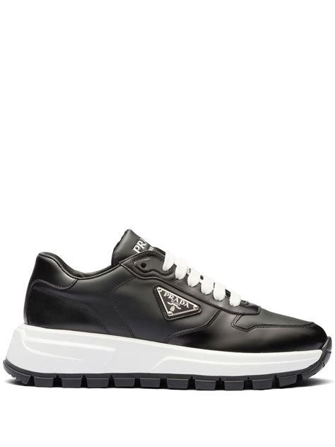 prada triangle-logo lace-up sneakers|prada triangle shoes.